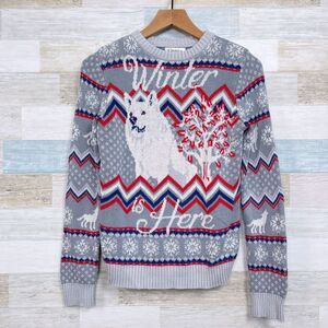 Game Of Thrones Direwolf Holiday Knit Sweater Gray Ugly Christmas Womens Small